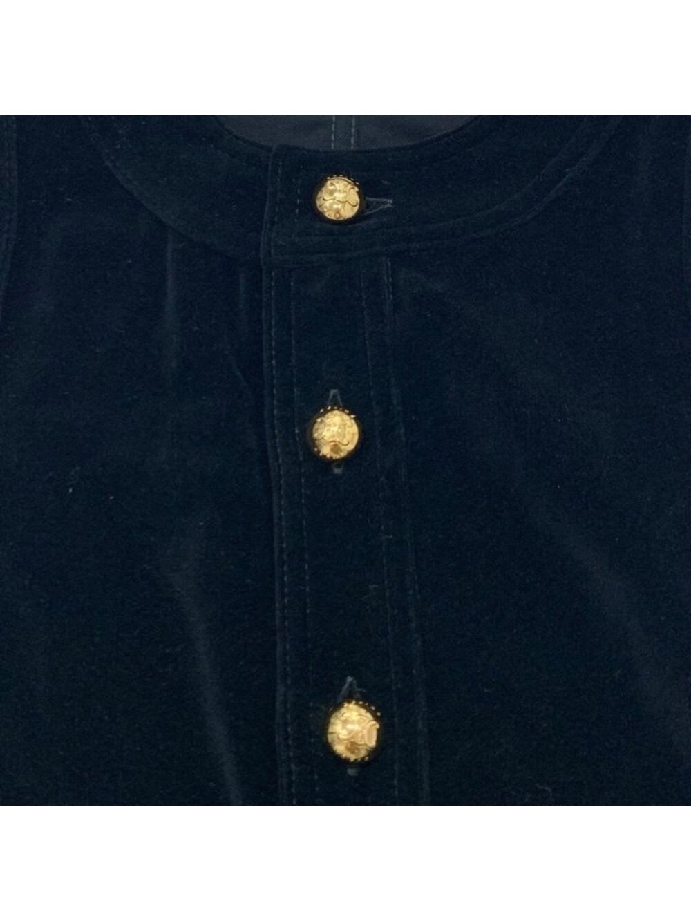 Celine Dress Cotton Black Gold Triomphe Velor Sleeveless - Picture 6 of 8